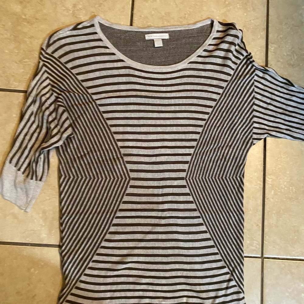 Light gray with dark gray stripes Sweater
